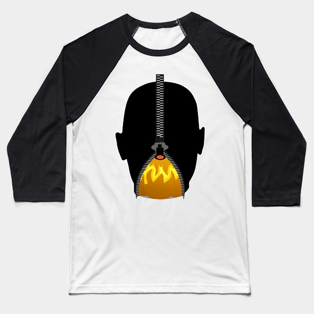 Impatient Halloween Monster Scary Orange True Face Zipper Baseball T-Shirt by K0tK0tu